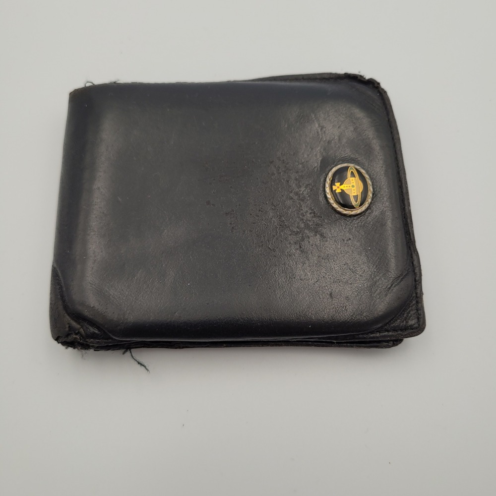 Vivienne Westwood Mens Black Leather Orb Bifold Wallet Coin Pocket Fair
